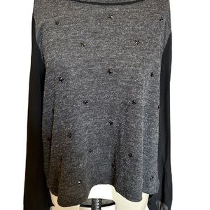 Miss Me long sleeve shirt with star beads and sheer sleeves and back. Size large